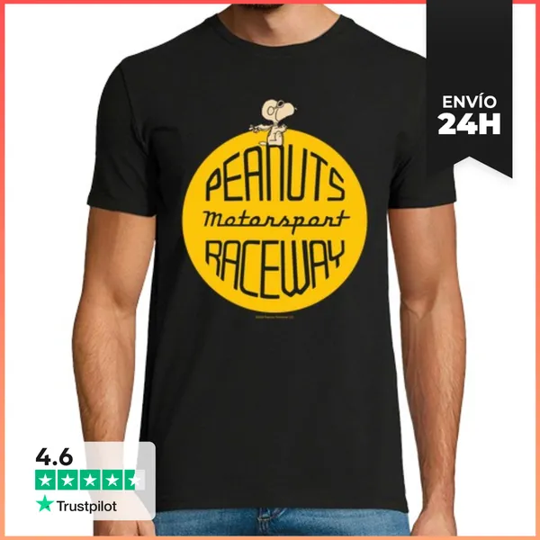 Camiseta Hombre Clásica Snoopy Peanuts Motorsport Raceway