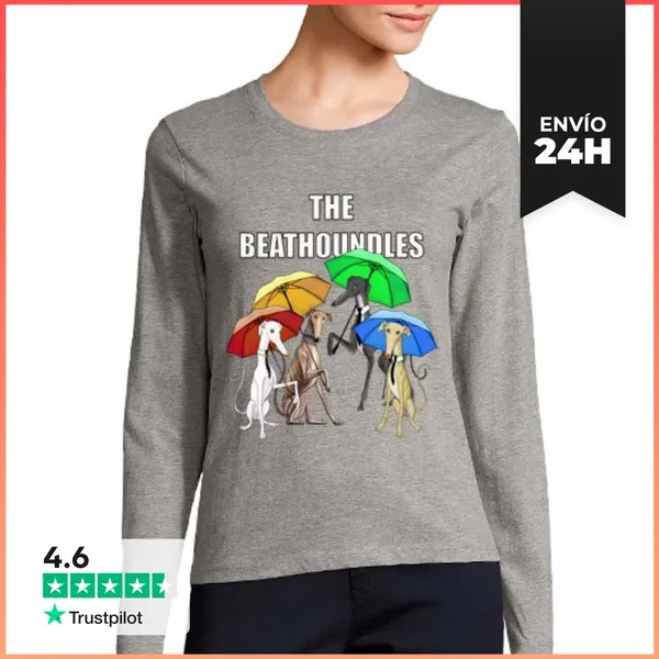 Camiseta Mujer Manga Larga Galgos Paraguas LaTostadora