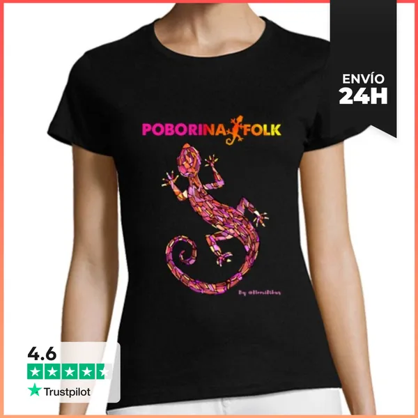 Camiseta Mujer Clásica Poborina Folk Trencadis Rojo LaTostadora
