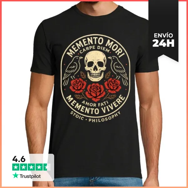 Camiseta Hombre Clásica Memento Mori Filosofia Estoica Estoicos