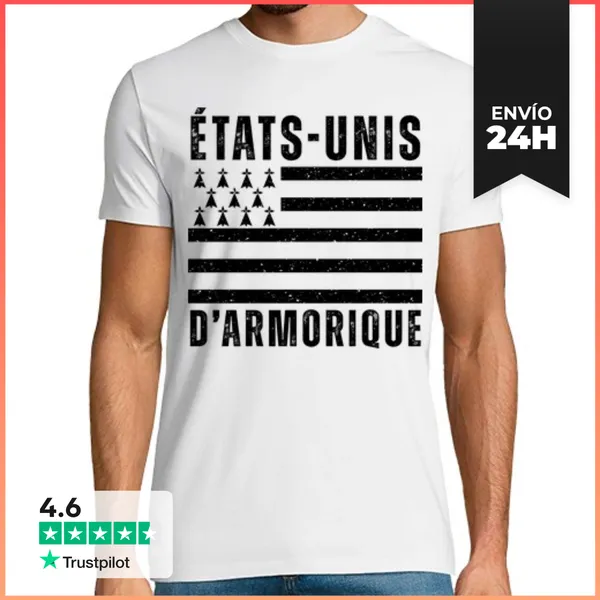 Camiseta Hombre Clásica Estados-unidos De Armórica Humor Bretón