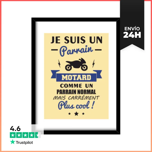 Cuadro Con Marco Vertical Padrino Motorista Regalo Moto Humor
