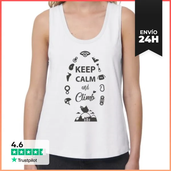 Camiseta Mujer Sin Mangas, Loose Fit Keep Calm & Climb