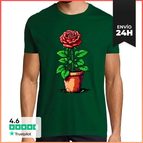 Camiseta Hombre Clásica Rosal En Maceta LaTostadora