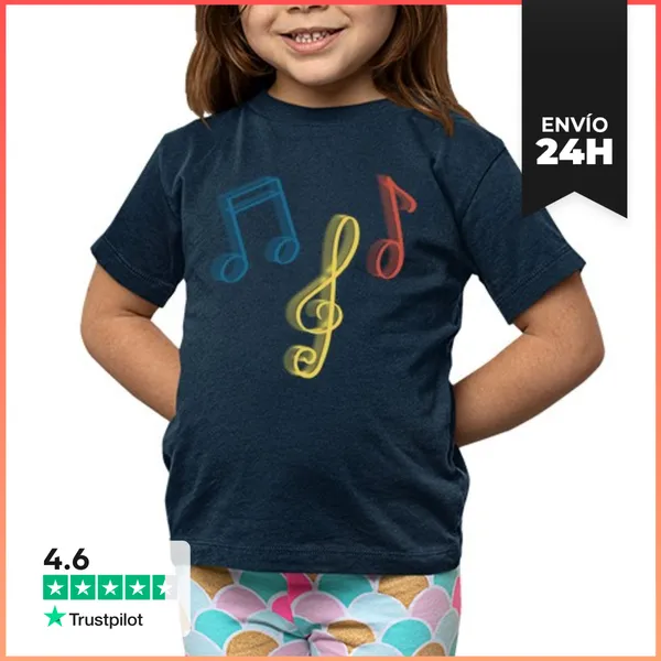 Camiseta Clásica Para Niños Música Borrosa Colores Primarios
