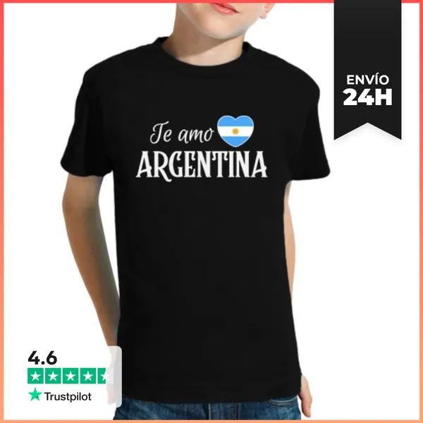 Camiseta Clásica Para Niños Amo Argentina, Orgullo Argentino