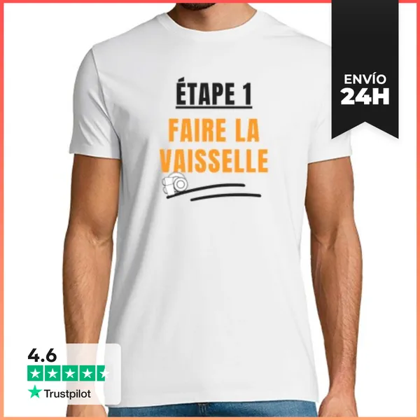 Camiseta Hombre Clásica Paso 1 Lavar Los Platos LaTostadora