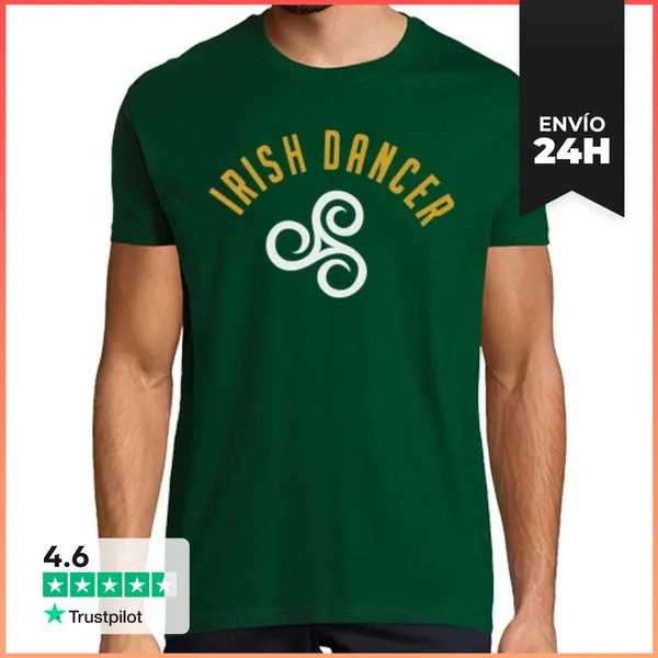Camiseta Hombre Clásica Bailarina Irlandesa Blanca De Un Solo