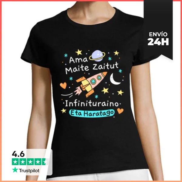 Camiseta Mujer Clásica Ama Maite Zaitut Infinituraino Eta