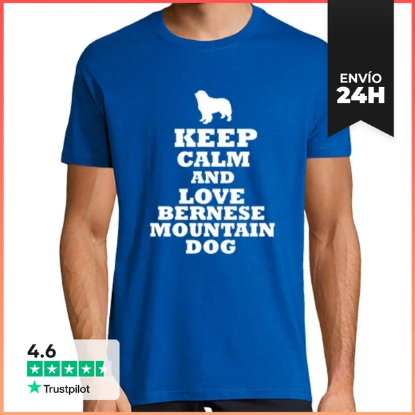 Camiseta Hombre Clásica Keep Calm And Love Bernese Mountain Dog