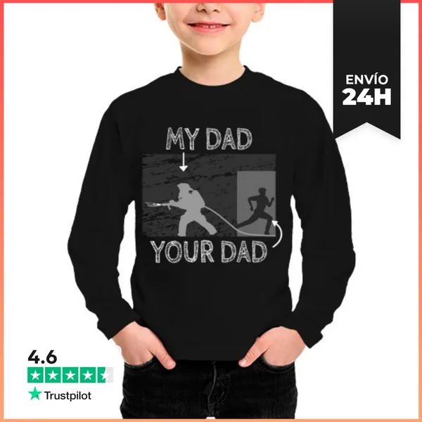 Camiseta Manga Larga Para Niños Mi Papá Tu Papá Bombero Hijo