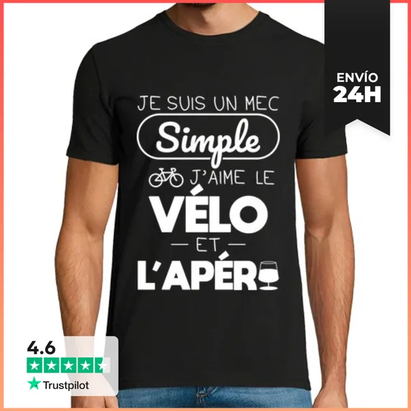 Camiseta Hombre Clásica Chico Sencillo Le Gusta La Bicicleta Y