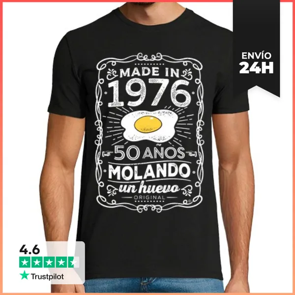 Camiseta Hombre Clásica 1976. 50 Años Molando Un Huevo
