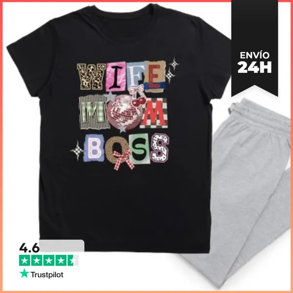 Pijama WIFE MOM BOSS COLLAGE LaTostadora
