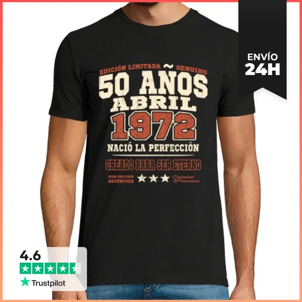 Camiseta Hombre Clásica 50 Años - Abril De 1972 LaTostadora