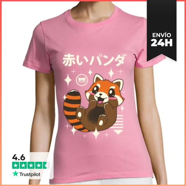 Camiseta Mujer Clásica Kawaii Red Panda Shirt Womens LaTostadora