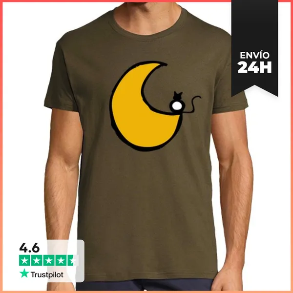 Camiseta Hombre Clásica Ese Gato Enamorao De La Luna LaTostadora