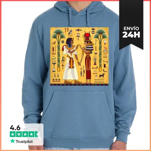 Sudadera Unisex Con Capucha Faraón Y Diosa Egipcia Con