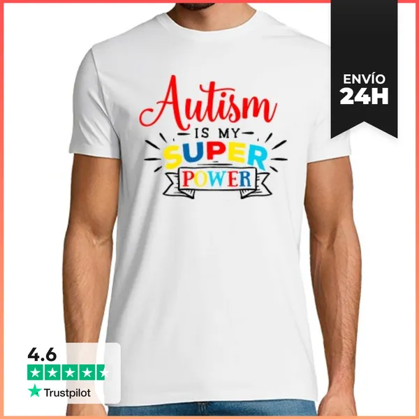 Camiseta Hombre Clásica Conciencia Del Autismo Mi Superpoder