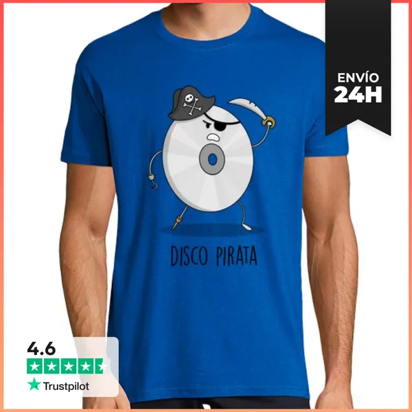 Camiseta Hombre Clásica Disco Pirata LaTostadora