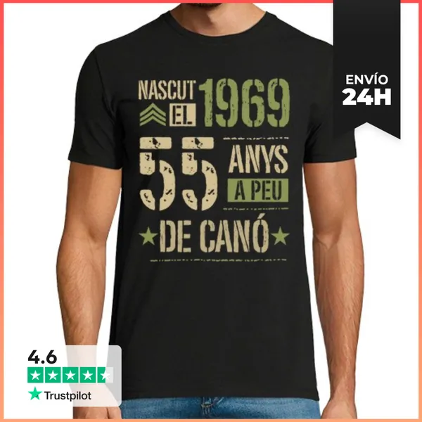 Camiseta Hombre Clásica Nascut El 1969 55 Anys A Peu De Canó