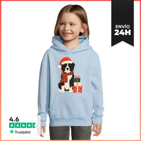 Sudadera Para Niños Con Capucha BORDER COLLIE SANTA CLAUS XMAS