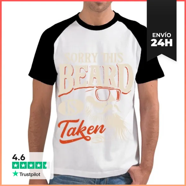 Camiseta Hombre, Estilo Béisbol Lo Siento Barba Ocupada Humor