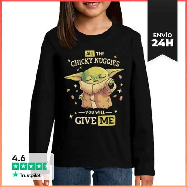 Camiseta Manga Larga Para Niños Baby Yoda Mandalorian Chicky
