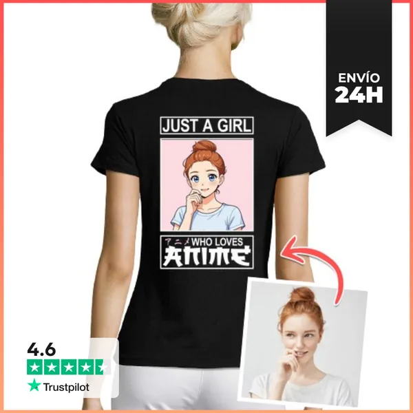 Camiseta Mujer Clásica Efecto Kawaii Camiseta Just A Girl Who