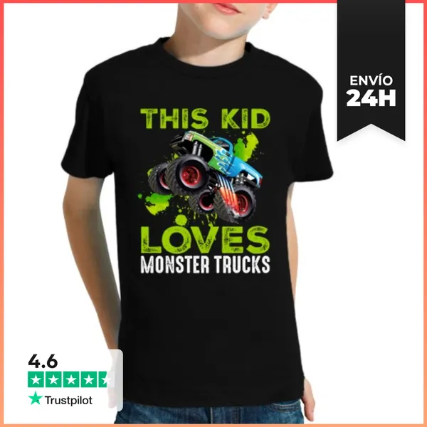 Camiseta Clásica Para Niños Este Niño Ama Los Camiones Monstruo