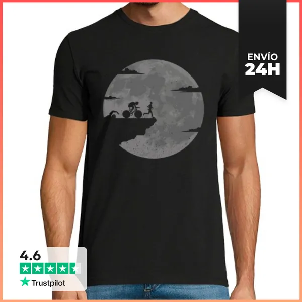 Camiseta Hombre Clásica Triatlon Corriendo Triatletas LaTostadora