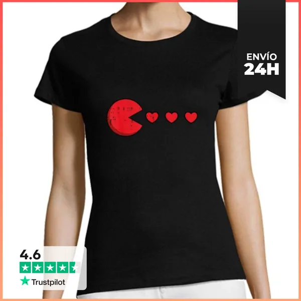Camiseta Mujer Clásica San Valentín Comiendo Corazones Juegos