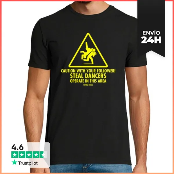 Camiseta Hombre Clásica Caution, Steal Dancers! Yellow