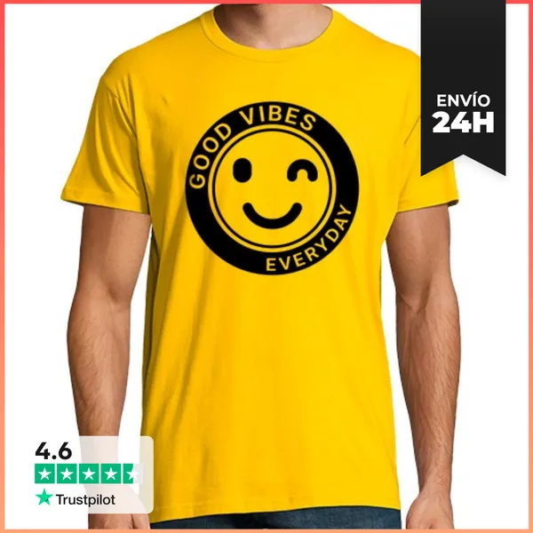Camiseta Hombre Clásica Buenas Vibraciones LaTostadora