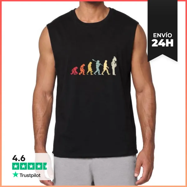 Camiseta Sin Mangas Evolución Tuba Jugador Banda De Música