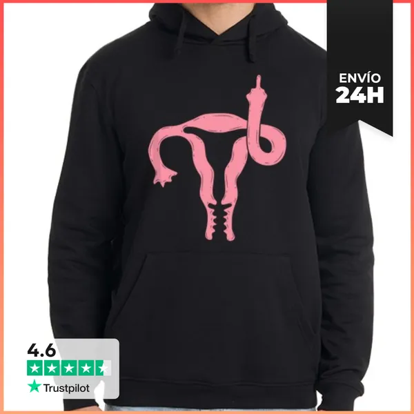 Sudadera Unisex Con Capucha Útero Muestra El Dedo Medio Feminista