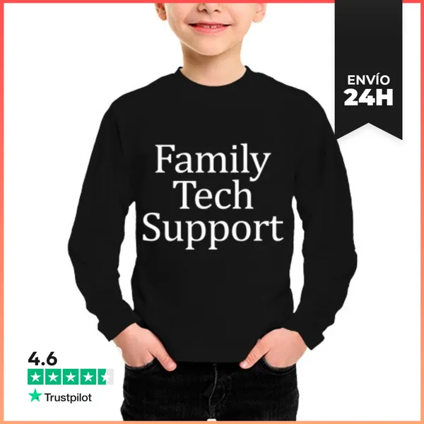 Camiseta Manga Larga Para Niños Soporte Técnico Familiar