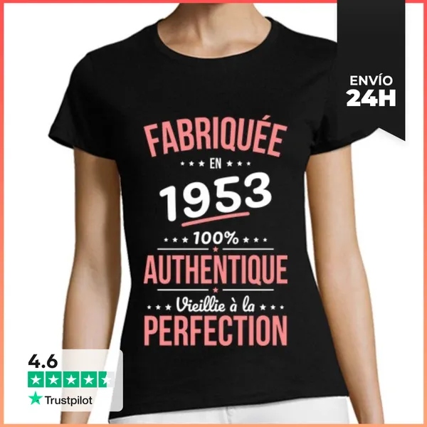 Camiseta Mujer Clásica Aniversario 70 Años - Fabricado En 1953