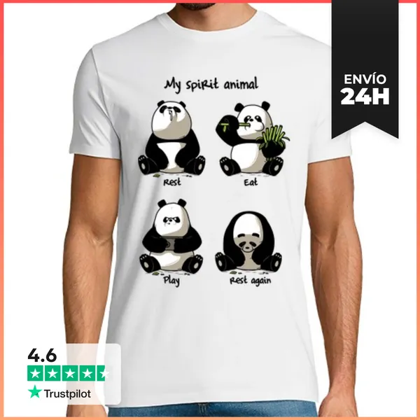 Camiseta Hombre Clásica Panda Spirit Animal LaTostadora