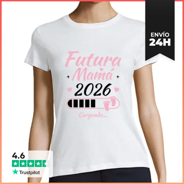 Camiseta Mujer Clásica Futura Mamá 2026 Cargando LaTostadora