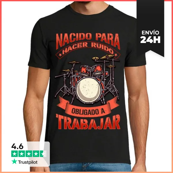 Camiseta Hombre Clásica Batería Nacido Para Hacer Ruido Rock