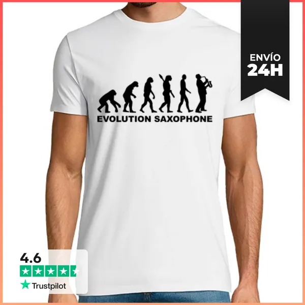 Camiseta Hombre Clásica Saxofón Evolución LaTostadora