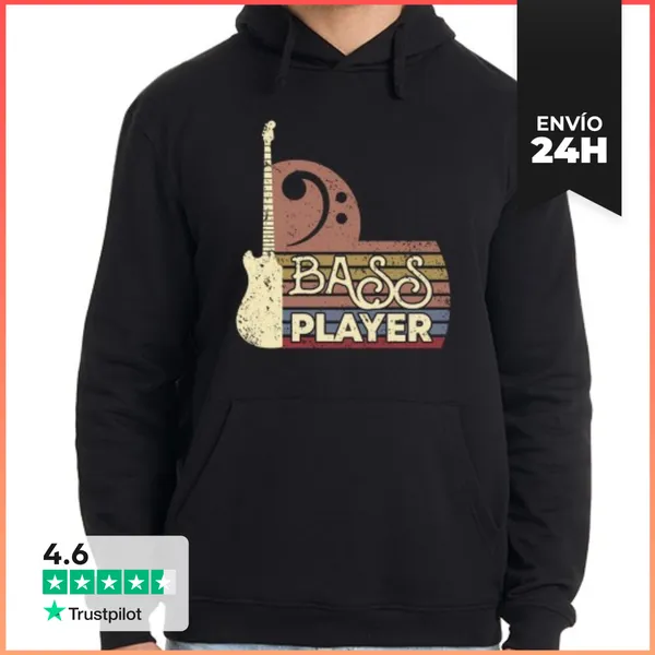 Sudadera Unisex Con Capucha Bajista Vintage Clave De Sol