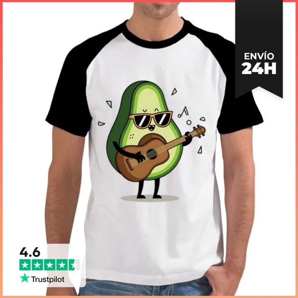 Camiseta Hombre, Estilo Béisbol Aguacate Divertido Tocando La