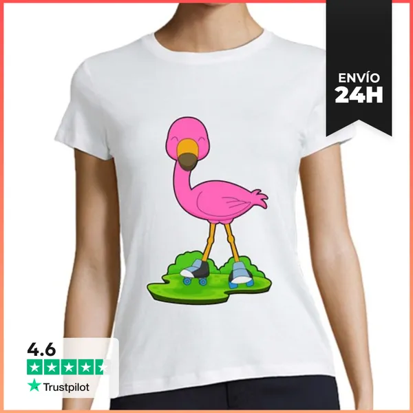 Camiseta Mujer Clásica Flamenco Patinando Patines De Patinaje