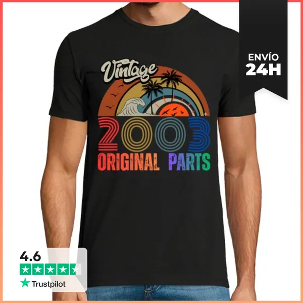 Camiseta Hombre Clásica Vintage 2003 Original Parts Retro Beach