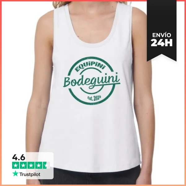 Camiseta Mujer Sin Mangas, Loose Fit Equipini Bodeguini