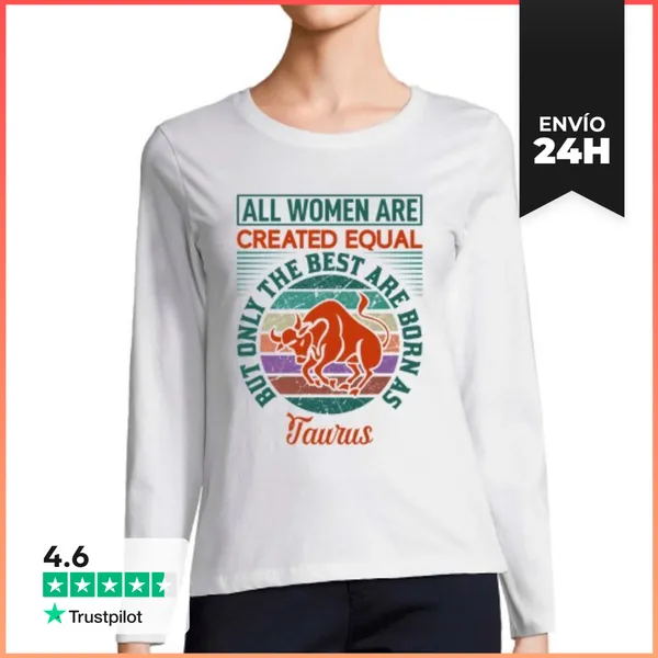 Camiseta Mujer Manga Larga Tauro Signo Del Zodiaco Tauro