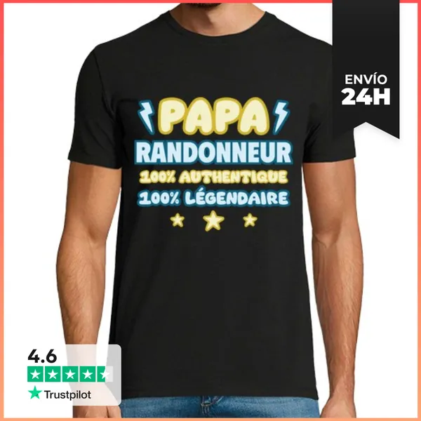 Camiseta Hombre Clásica Papá Excursionista Día Del Padre