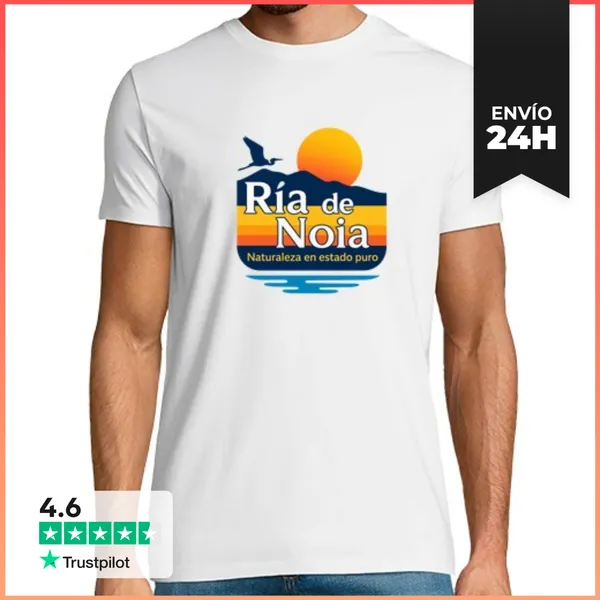 Camiseta Hombre Clásica Ría De Noia Puesta De Sol LaTostadora